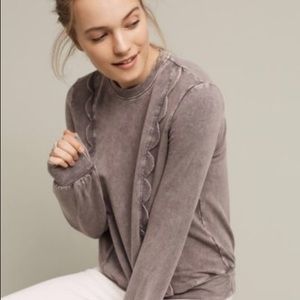 Anthropologie Eri + Ali Scalloped Sweatshirt